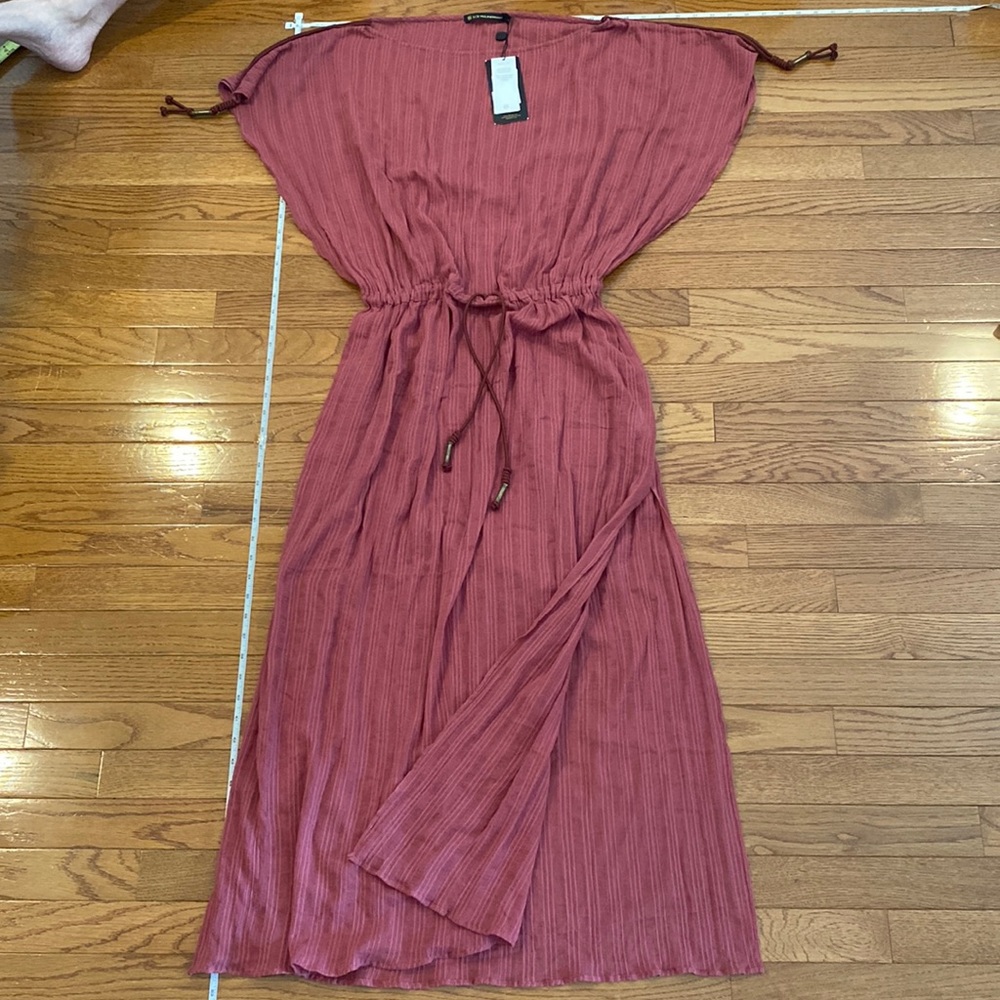 Vix Dusty Rose Maxi Dress with Drawstring Waist